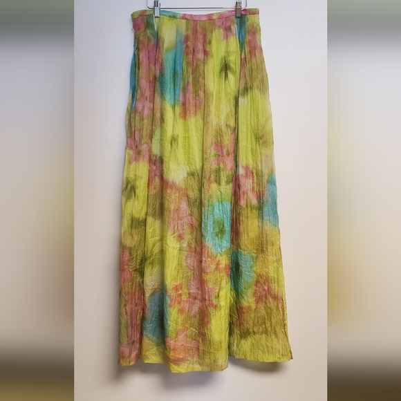 Maggy London Muted Floral Chiffon Maxi Skirt Size 14 - Picture 7 of 8